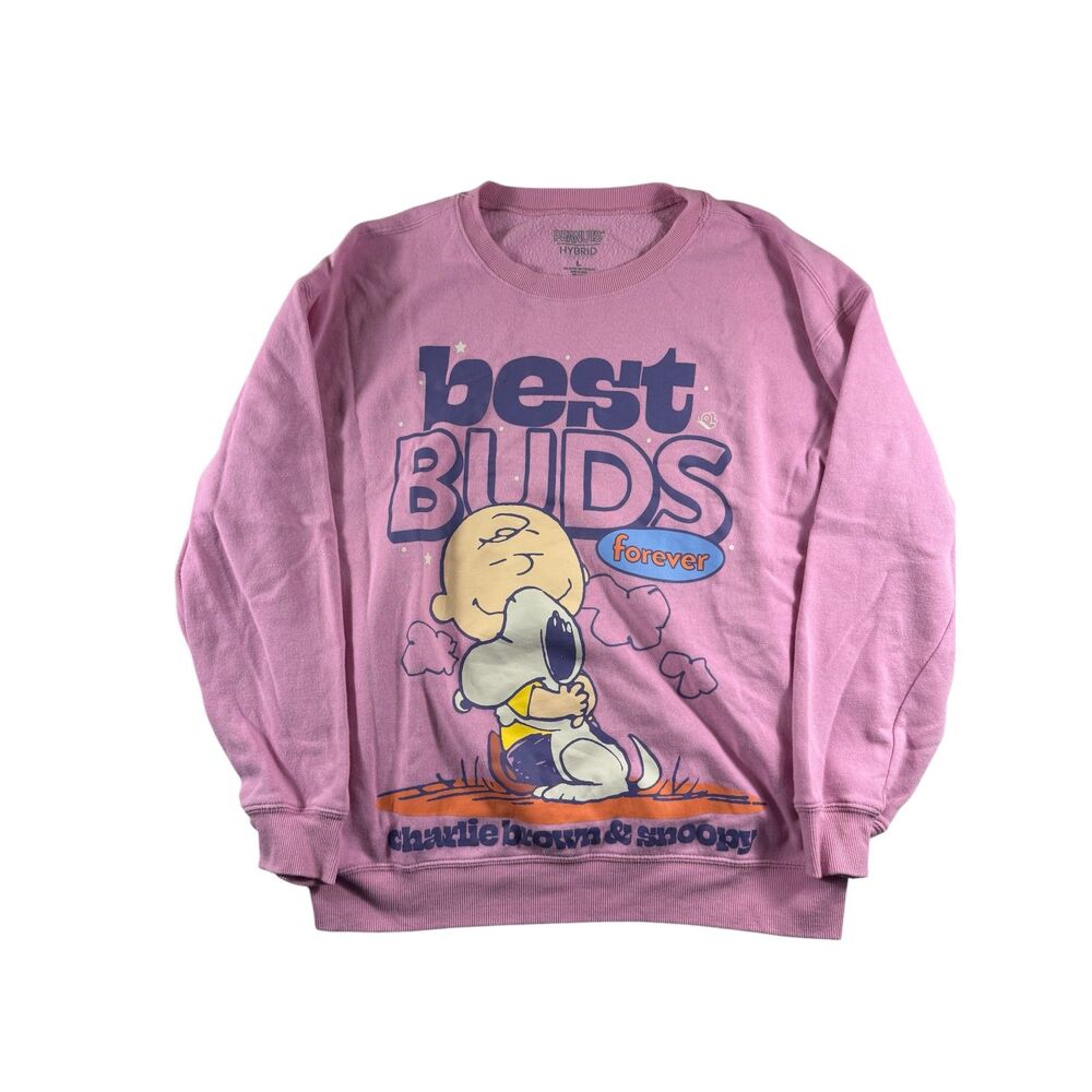 Peanuts Pink Sweatshirt featuring Snoopy and Charilie Brown Size L
